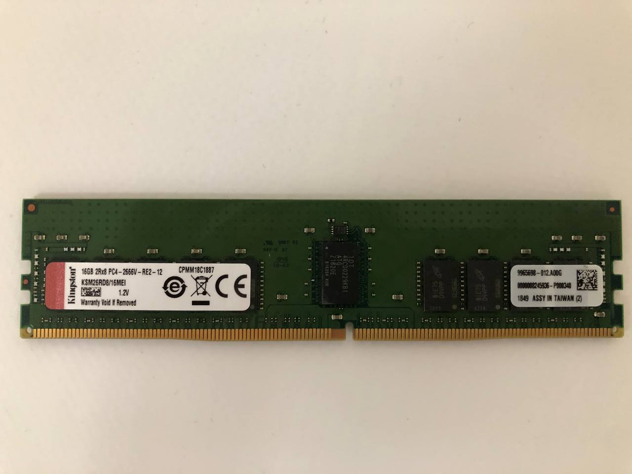 kingston DDR4 16GBx2 PC4-2666V-RE2-12 ① Оперативная память 16 Gb REG (Kingston 16GB 2Rx8 PC4-2666V-RE2-12