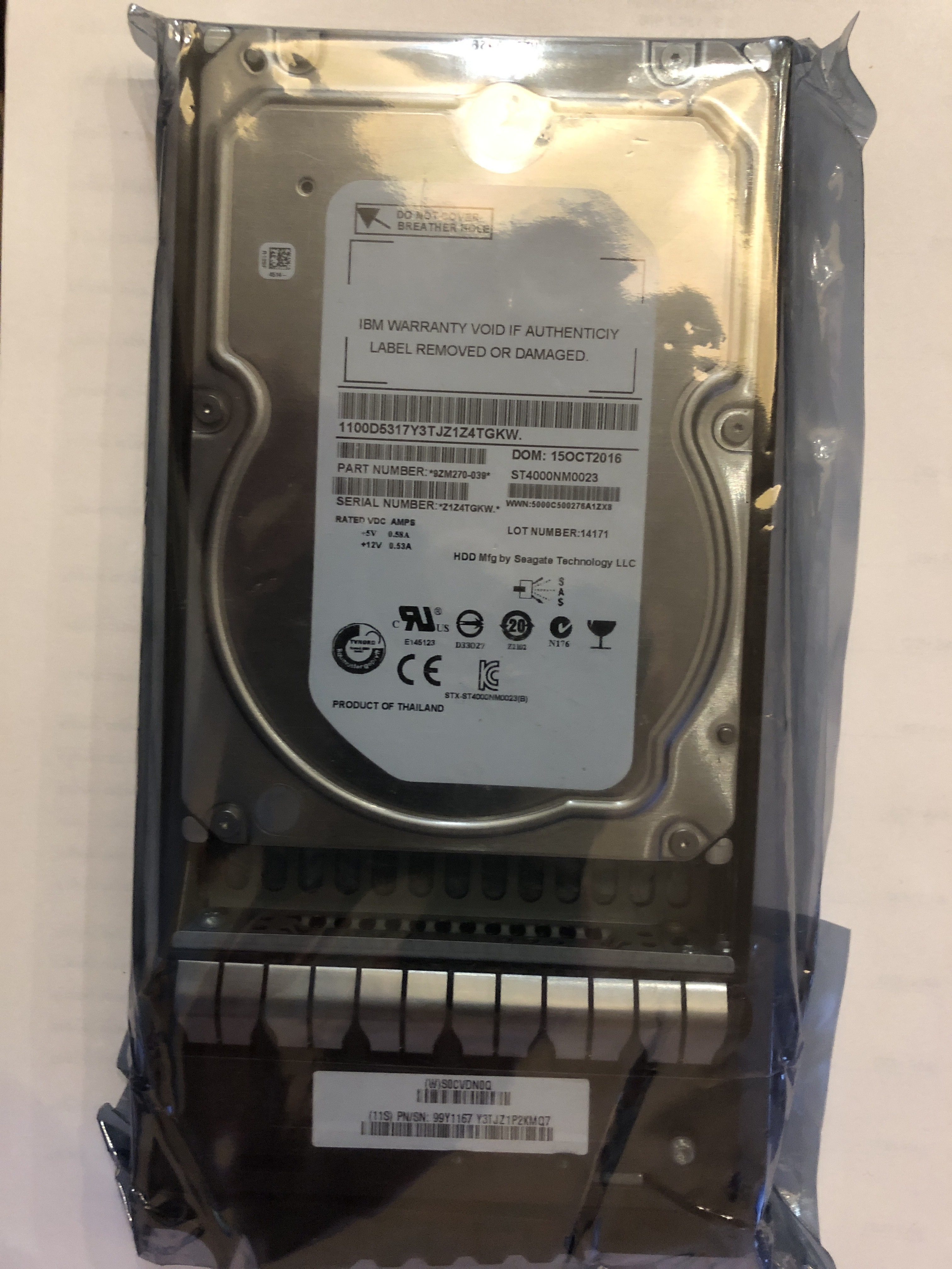 SAS HDD (NEW SEAGATE 3,5" SAS 7200K 4 ТБ ST4000NM0023 9ZM270-039)