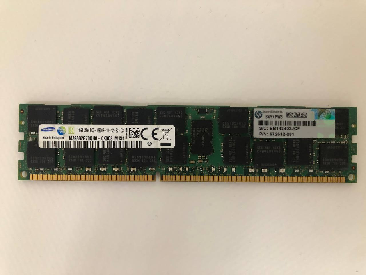 Оперативная память 16 GB REG (HP SAMSUNG 16GB 2Rx4 PC3L-12800R-11-12 M393B2G70QH0-CK0Q8 672612-081)