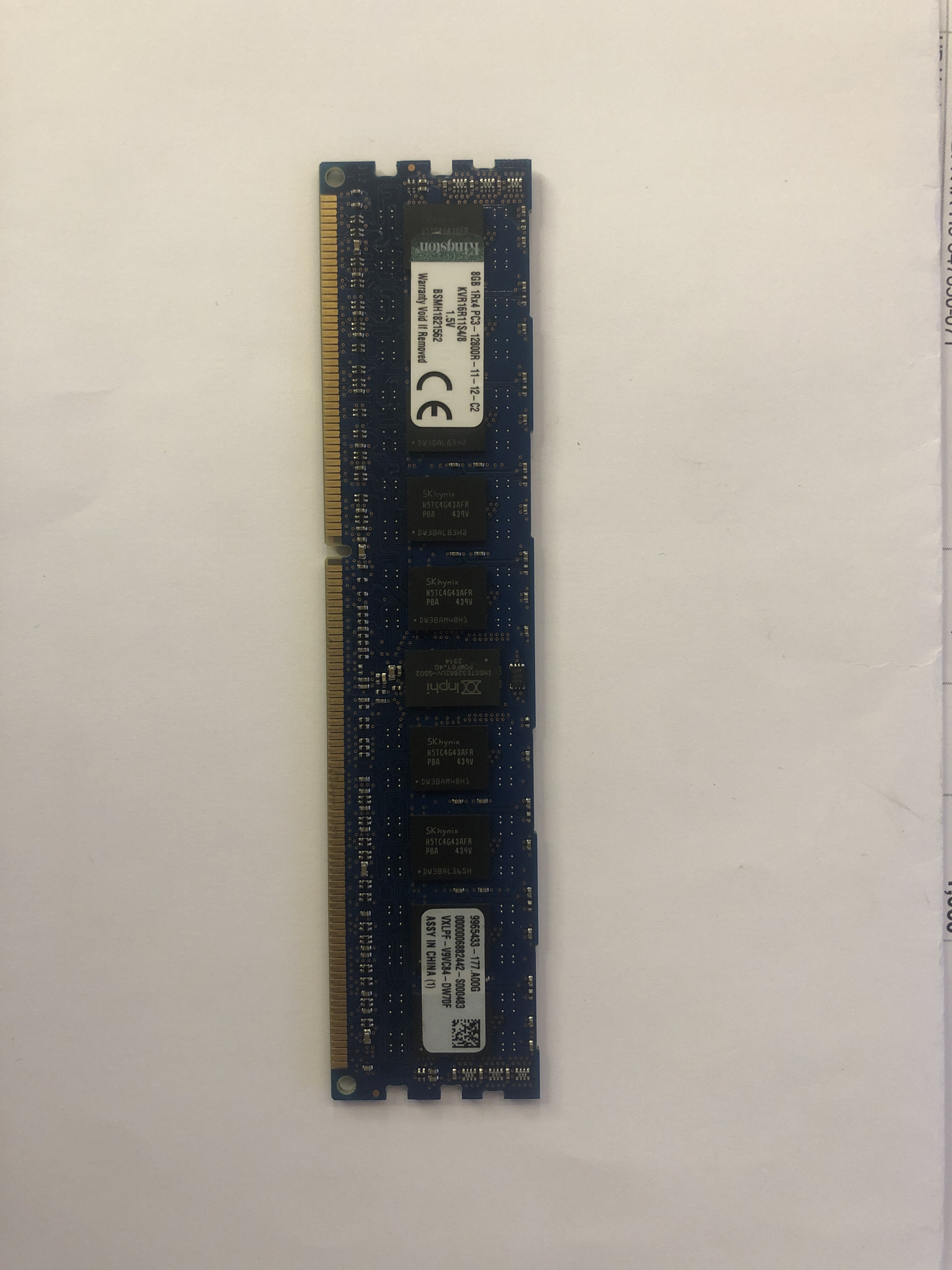 Оперативная память 8 GB REG (Kingston 8Gb 1Rx4 PC3-12800R-11-12-C2 KVR16R11S4/8)