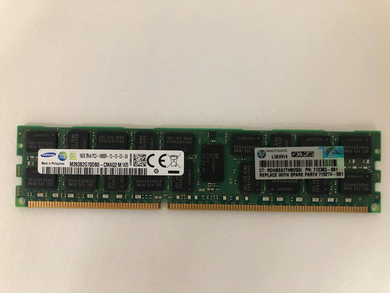Оперативная память 16 GB REG (HP SAMSUNG 16GB 2Rx4 PC3-14900R-13-13 M393B2G70EB0-CMAQ2 712383-081)