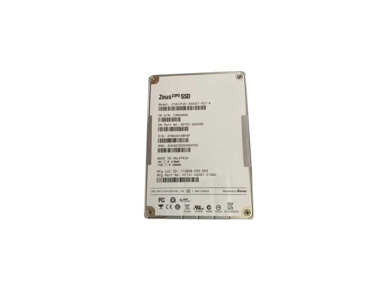 SAS SSD (Zeus, 200 GB, SAS, 2.5", Z16IZF2D-200UCT-HIT-A, SSD)