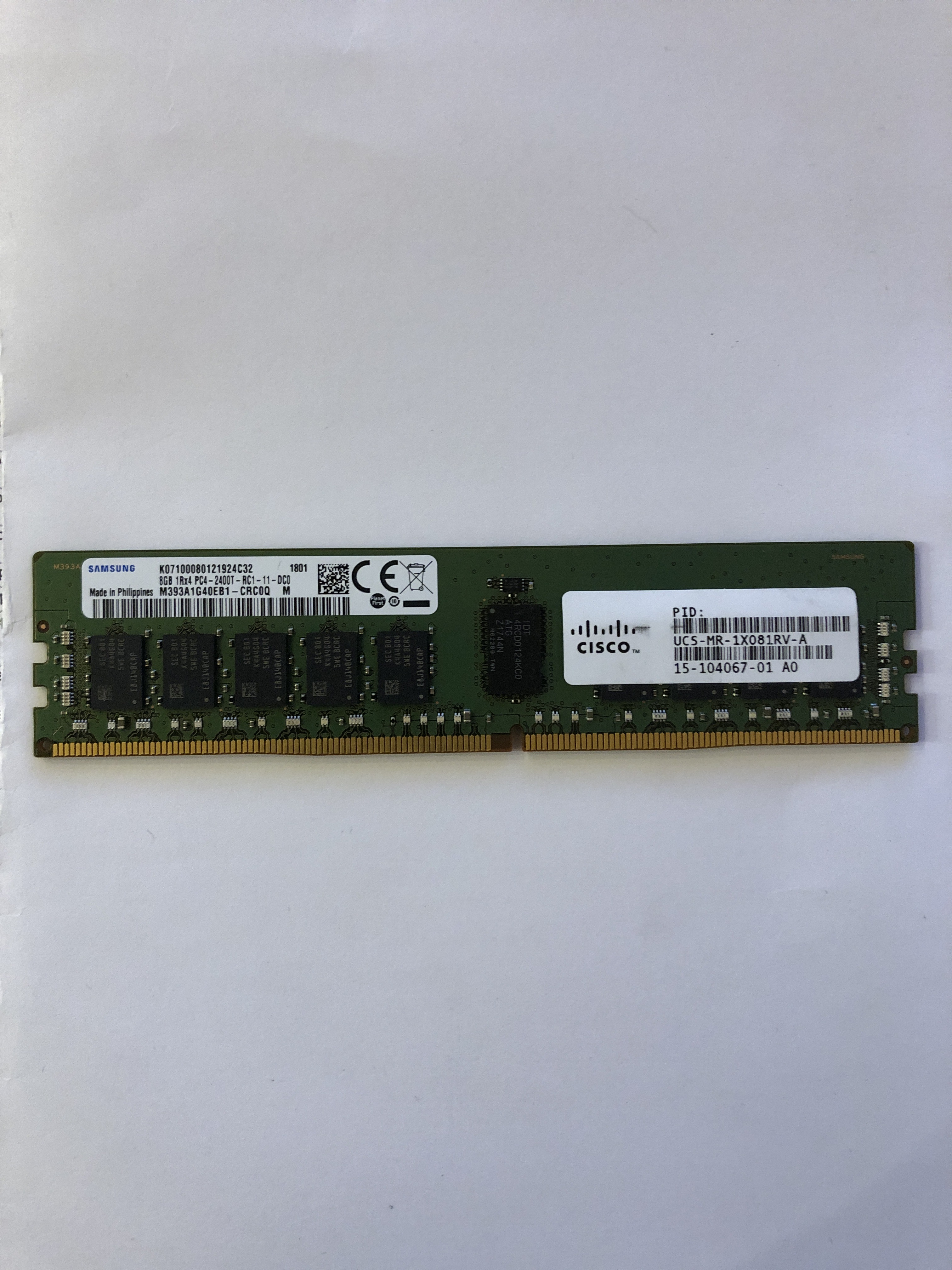 Оперативная память 8 Gb REG (Cisco Samsung 8Gb 1Rx4 PC4-2400T-RC1-11 M393A1G40EB1-CRC0Q 15-104067-01)