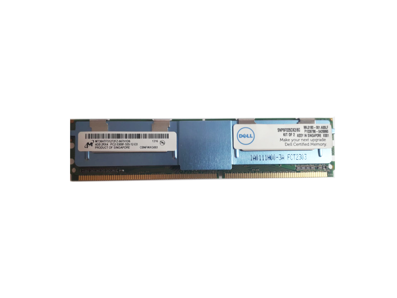 Оперативная память 4 Gb Reg (Dell Micron FB-DIMM 4GB 2Rx4 PC2-5300F MT36HTF51272FZ-667H1D6 Dell P/N: 99L0180-001A00LF / P1039786 / SNP9F035CK2/8G)