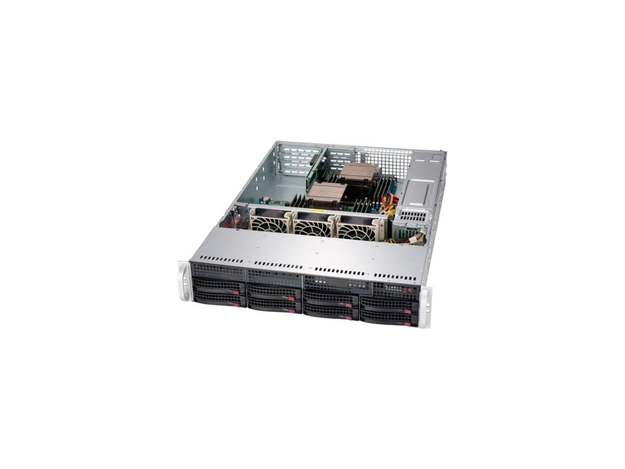Supermicro CSE-825 LGA 1366 X8DTN+-F/ 8 LFF (2U) (2, Интегрированная, Supermicro, 2U, DDR3 REG, 3.5", LGA 1366, 2, 2, 825, 8, Встроенный, SAS, PCI-E, X8DTN+-F)