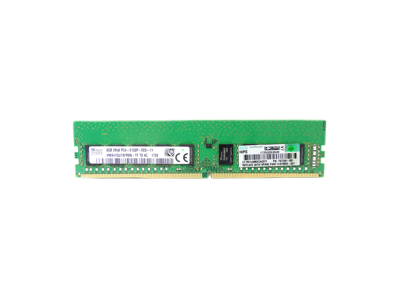 Оперативная память 8 GB ECC (HP Samsung 8Gb 2Rx8 ECC PC4-2133P-EE0-10 M391A1G43DB0-CPBQ 797258-081)