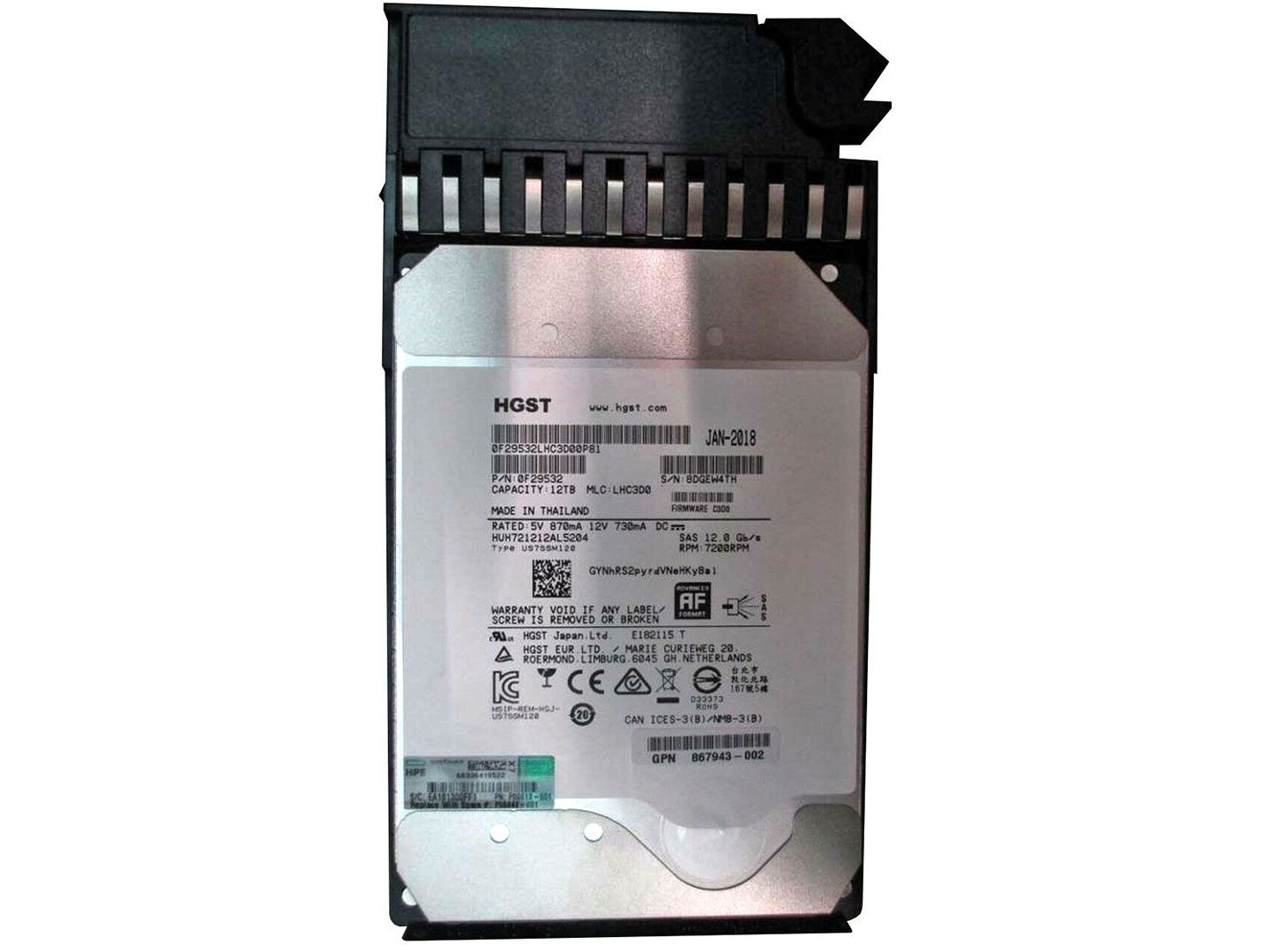 SAS HDD (NEW HPE 12TB SAS 12G Midline 7.2K LFF (3.5in) Helium 512e MB012000JWDFD HDD HUH721212AL5204 868210-001 + Салазки)