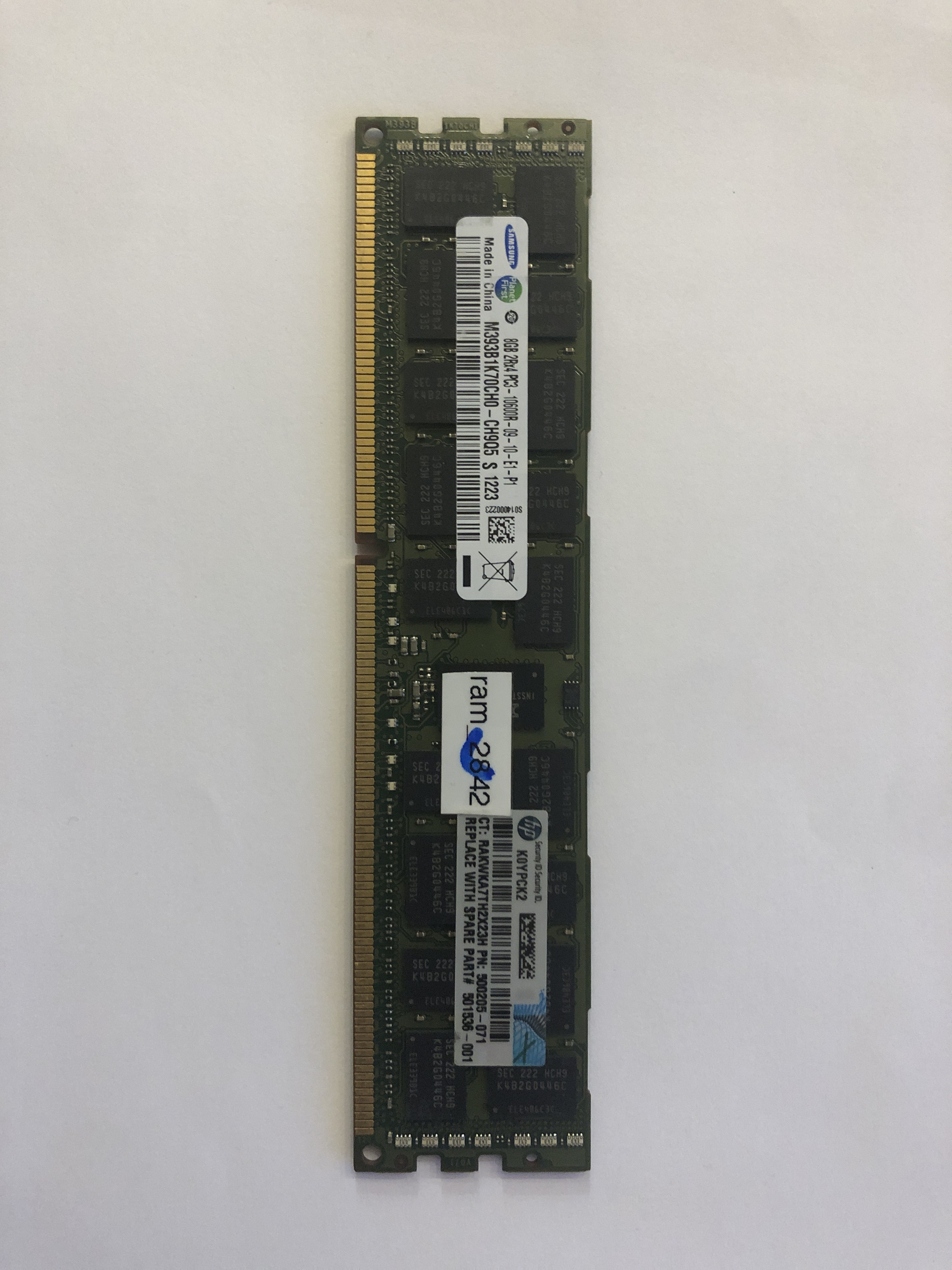Оперативная память 8 GB REG (HP SAMSUNG 8Gb 2Rx4 PC3-10600R M393B1K70CH0 500205-071)