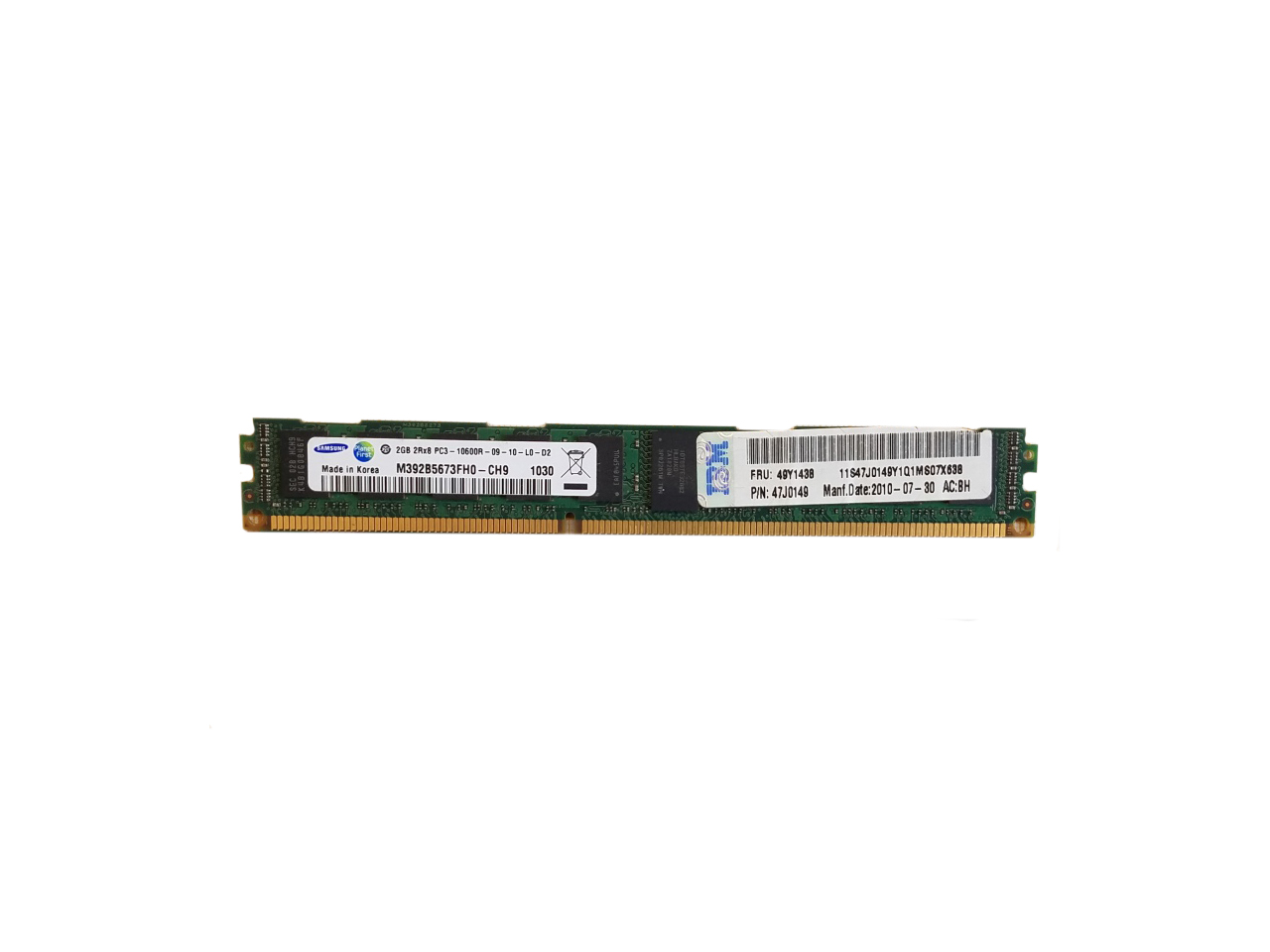 Оперативная память 2 GB REG (IBM Hynix ECC REG 2Gb 2Rx8 PC3-10600R-9-10 HMT325R7BFR8C-H9 (49Y1438) Low profile)