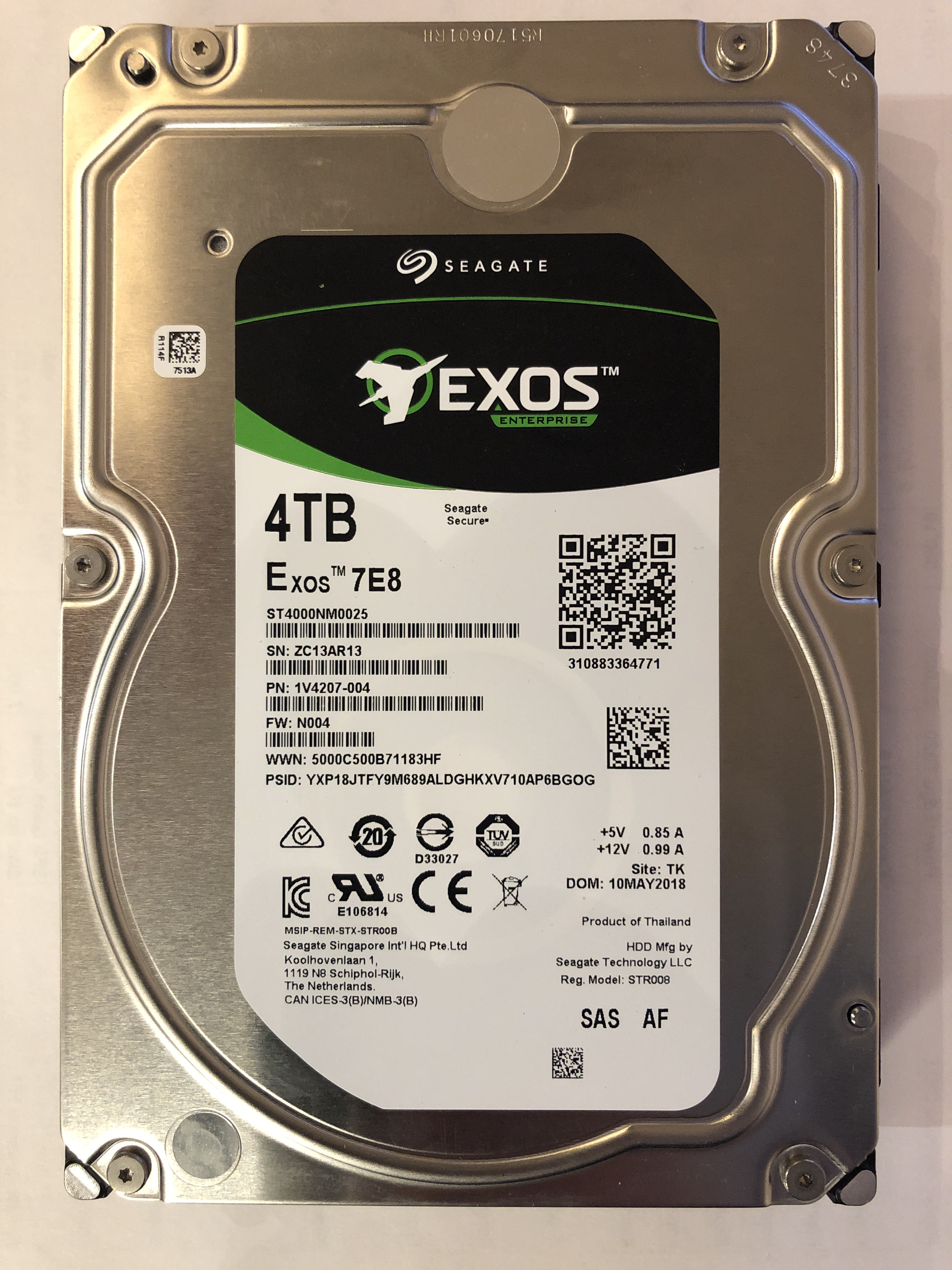 SAS HDD (EXOS 7E8 3,5" 4TB 7.2K SAS HDD ST40000NM0025 1V4207-004)