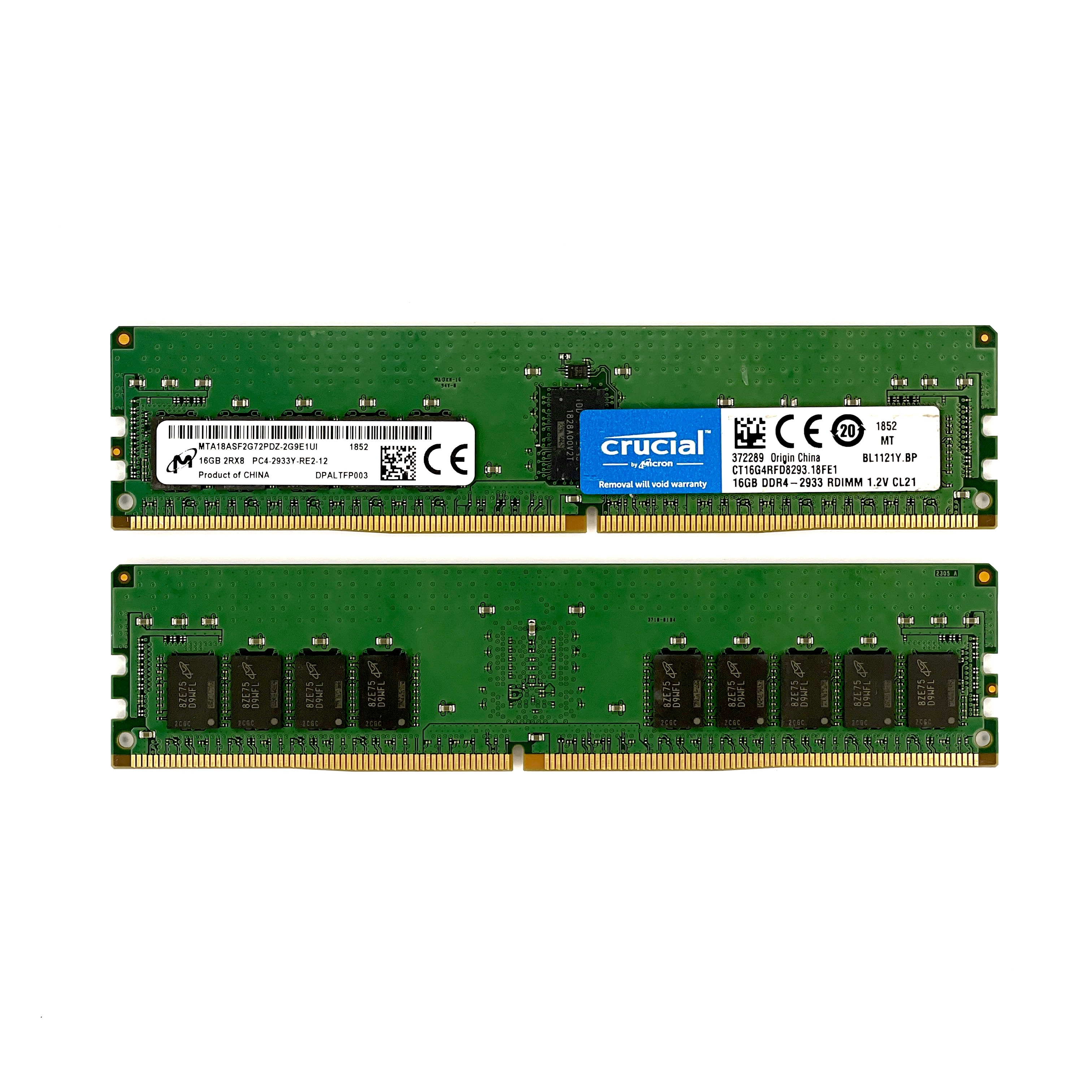 Оперативная память 16 Gb REG (Micron/Crucial DDR4 ECC REG 16Gb 2Rx8 PC4-2933Y-RE2-12 MTA18ASF2G72PDZ-2G9E1UI)